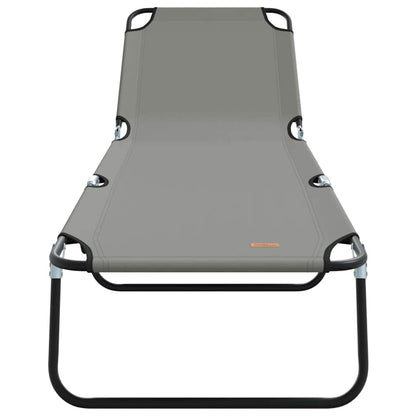 vidaXL Folding Sun Lounger Folding Grey 188 x 57 x 86.5 cm Polyester