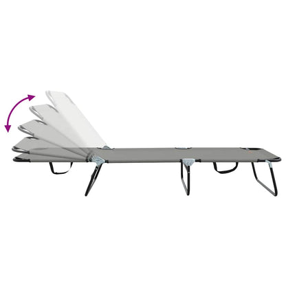 vidaXL Folding Sun Lounger Folding Grey 188 x 57 x 86.5 cm Polyester
