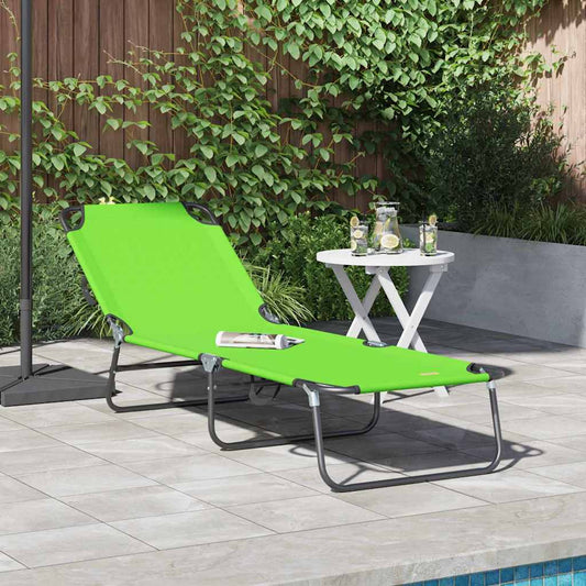 vidaXL Folding Sun Lounger Folding Green 188 x 57 x 86.5 cm Polyester