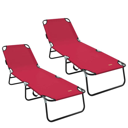 vidaXL Folding Sun Lounger 2 pcs Red 188 x 57 x 86.5 cm Polyester