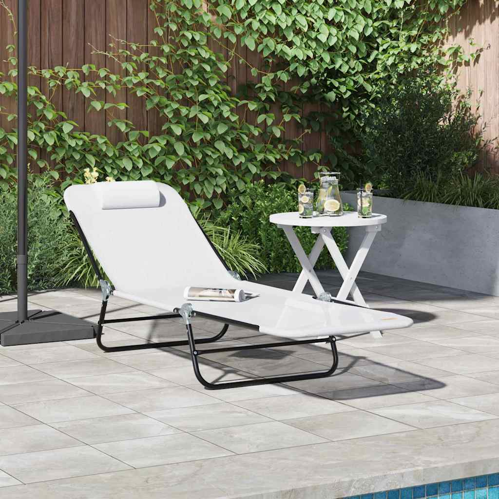vidaXL Folding Sun Lounger Folding Cream 182 x 55 x 85.5 cm Textilene
