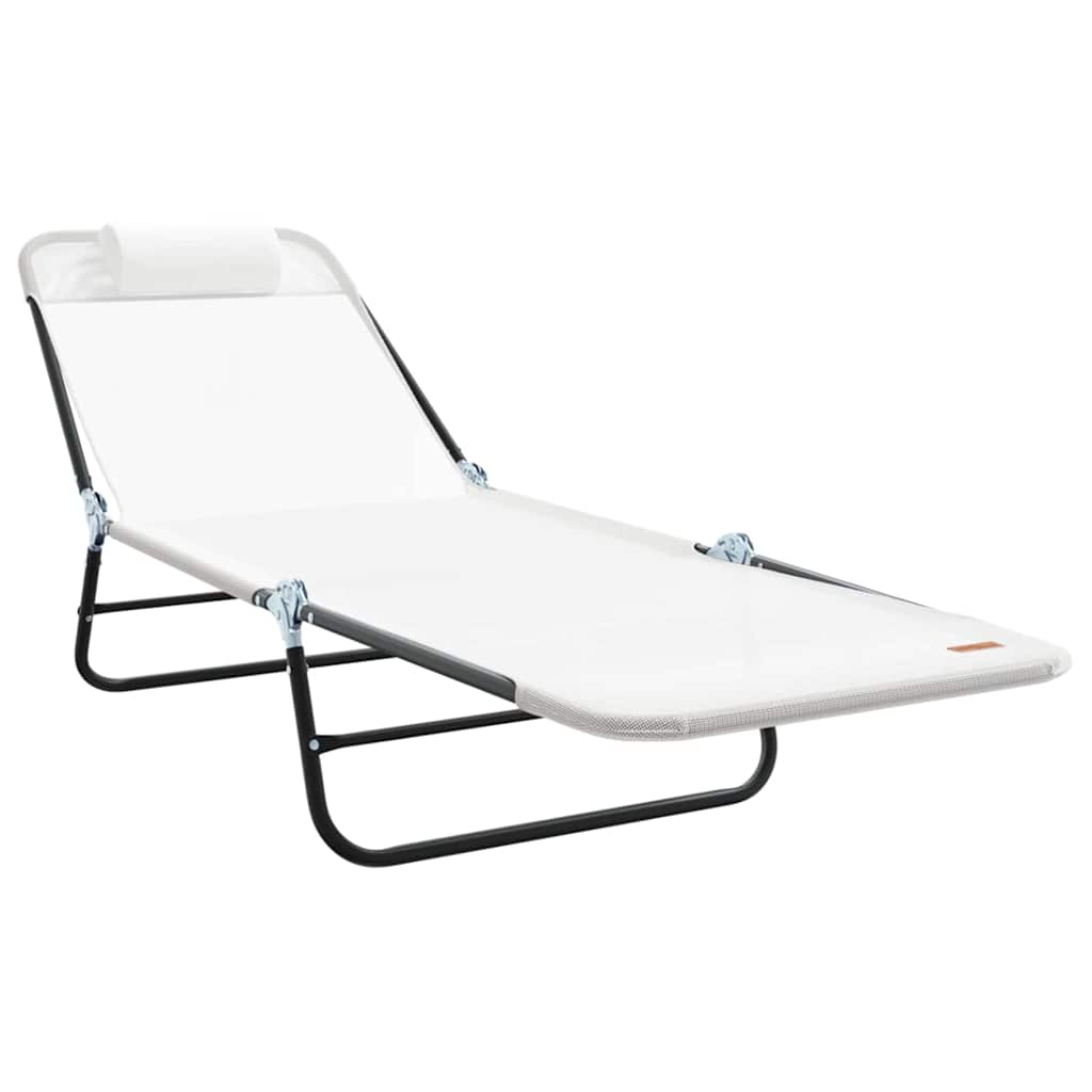 vidaXL Folding Sun Lounger Folding Cream 182 x 55 x 85.5 cm Textilene