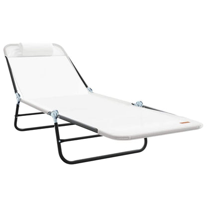 vidaXL Folding Sun Lounger Folding Cream 182 x 55 x 85.5 cm Textilene