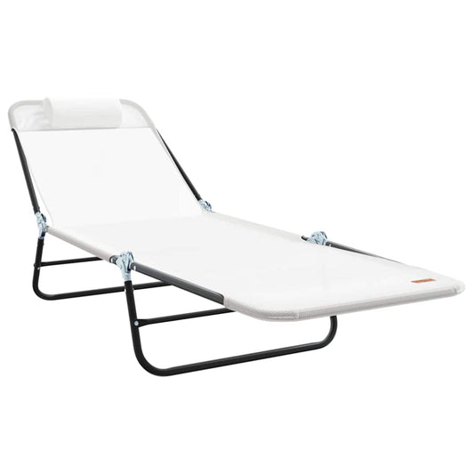 vidaXL Folding Sun Lounger Folding Cream 182 x 55 x 85.5 cm Textilene