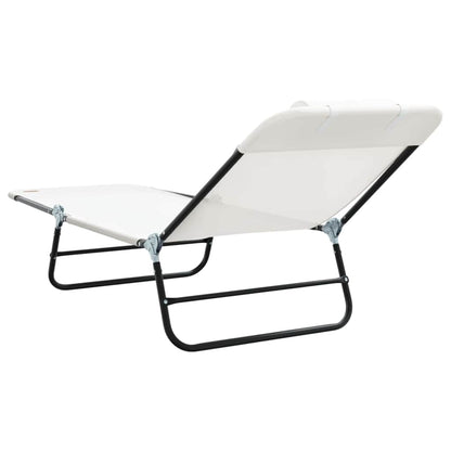 vidaXL Folding Sun Lounger Folding Cream 182 x 55 x 85.5 cm Textilene