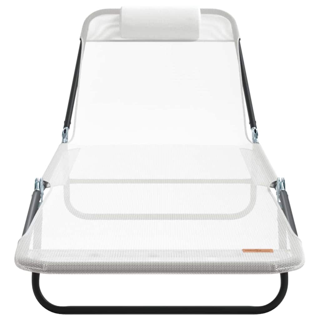 vidaXL Folding Sun Lounger Folding Cream 182 x 55 x 85.5 cm Textilene