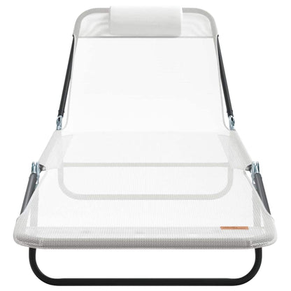 vidaXL Folding Sun Lounger Folding Cream 182 x 55 x 85.5 cm Textilene