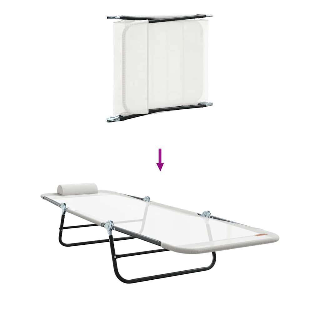 vidaXL Folding Sun Lounger Folding Cream 182 x 55 x 85.5 cm Textilene