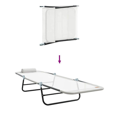 vidaXL Folding Sun Lounger Folding Cream 182 x 55 x 85.5 cm Textilene