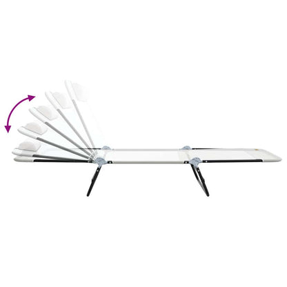 vidaXL Folding Sun Lounger Folding Cream 182 x 55 x 85.5 cm Textilene