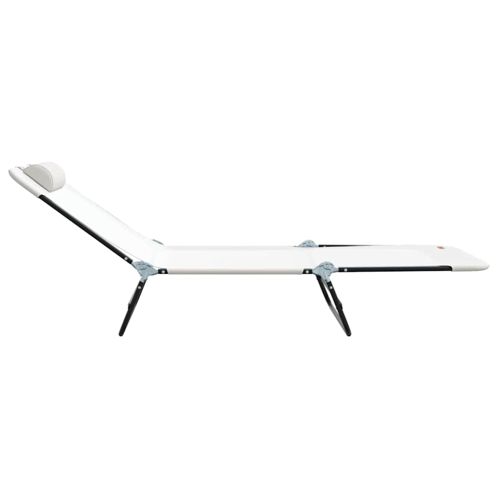 vidaXL Folding Sun Lounger Folding Cream 182 x 55 x 85.5 cm Textilene