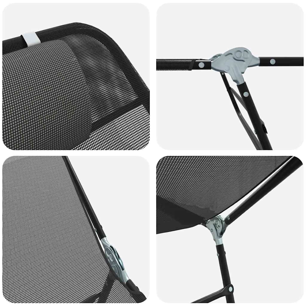 vidaXL Folding Sun Lounger Folding Black 182 x 55 x 85.5 cm Textilene