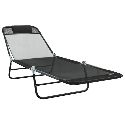 vidaXL Folding Sun Lounger Folding Black 182 x 55 x 85.5 cm Textilene