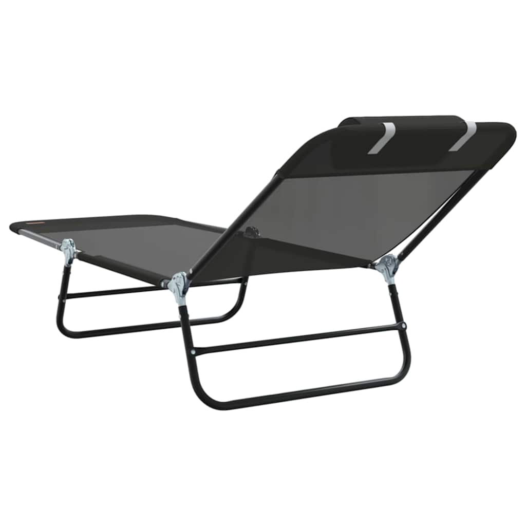 vidaXL Folding Sun Lounger Folding Black 182 x 55 x 85.5 cm Textilene