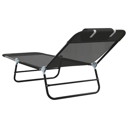 vidaXL Folding Sun Lounger Folding Black 182 x 55 x 85.5 cm Textilene