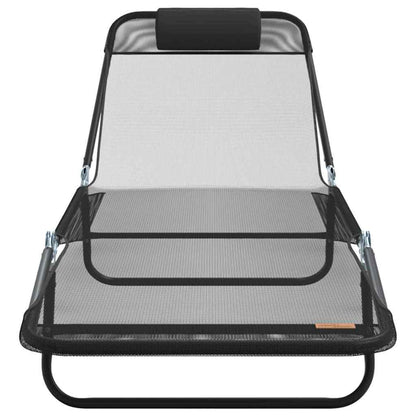 vidaXL Folding Sun Lounger Folding Black 182 x 55 x 85.5 cm Textilene