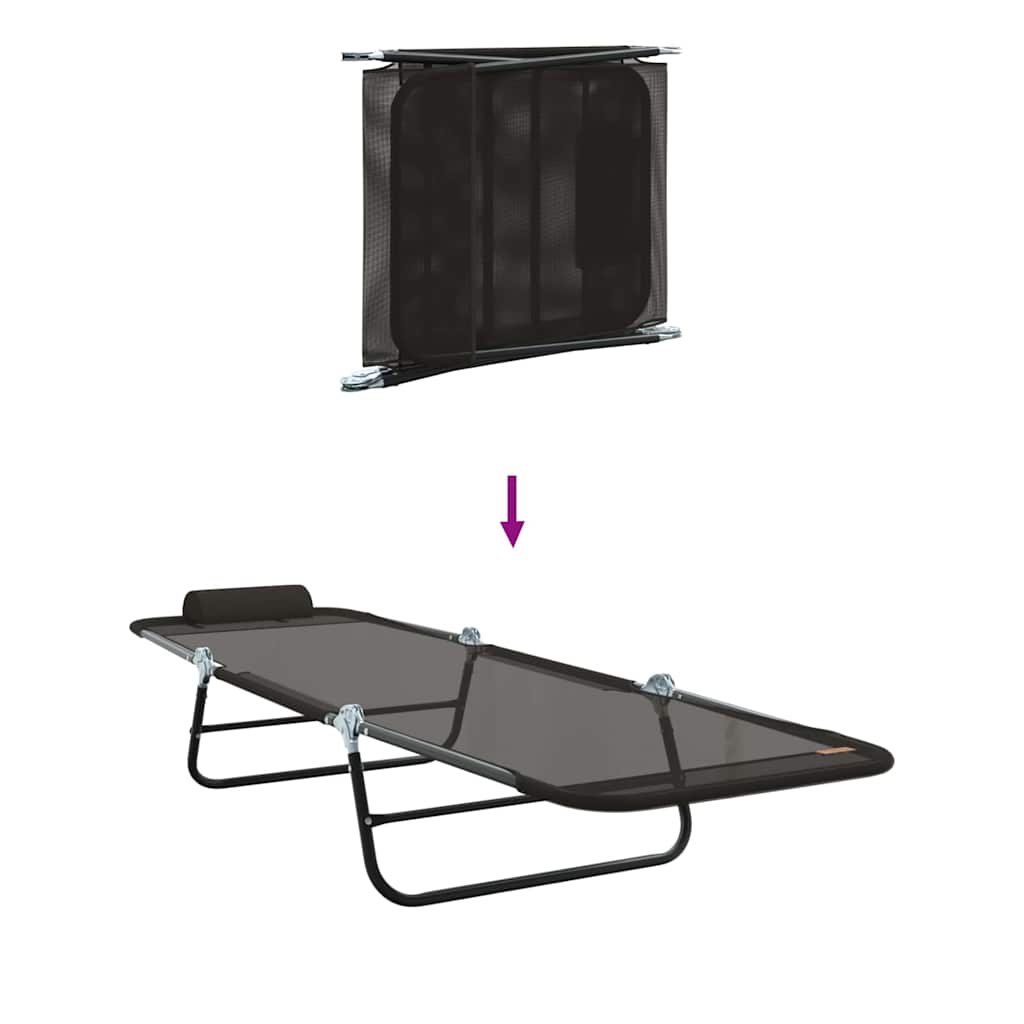 vidaXL Folding Sun Lounger Folding Black 182 x 55 x 85.5 cm Textilene