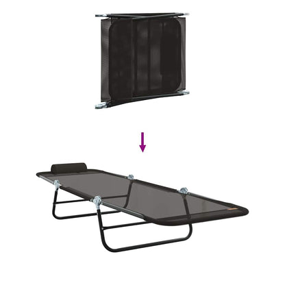 vidaXL Folding Sun Lounger Folding Black 182 x 55 x 85.5 cm Textilene