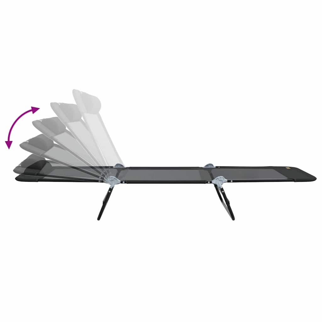 vidaXL Folding Sun Lounger Folding Black 182 x 55 x 85.5 cm Textilene