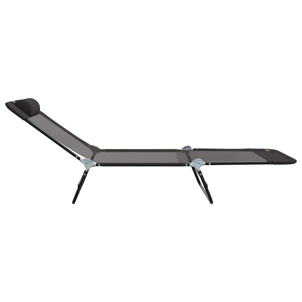 vidaXL Folding Sun Lounger Folding Black 182 x 55 x 85.5 cm Textilene