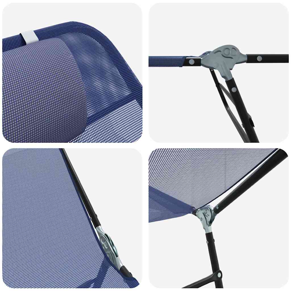vidaXL Folding Sun Lounger Navy Blue 182 x 55 x 85.5 cm Textilene