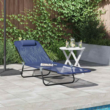 vidaXL Folding Sun Lounger Navy Blue 182 x 55 x 85.5 cm Textilene