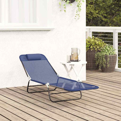 vidaXL Folding Sun Lounger Navy Blue 182 x 55 x 85.5 cm Textilene