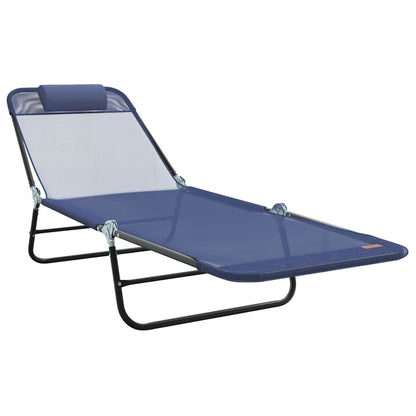 vidaXL Folding Sun Lounger Navy Blue 182 x 55 x 85.5 cm Textilene