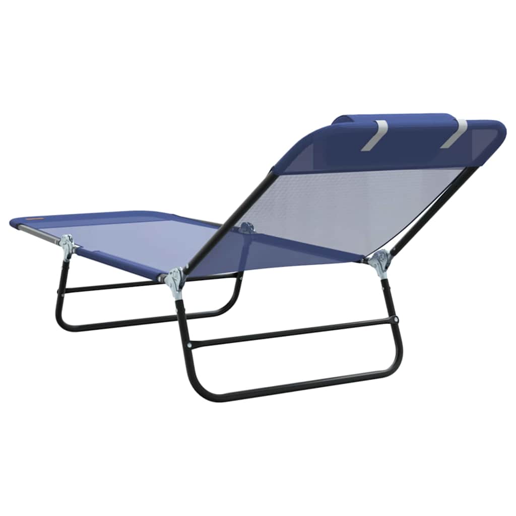 vidaXL Folding Sun Lounger Navy Blue 182 x 55 x 85.5 cm Textilene