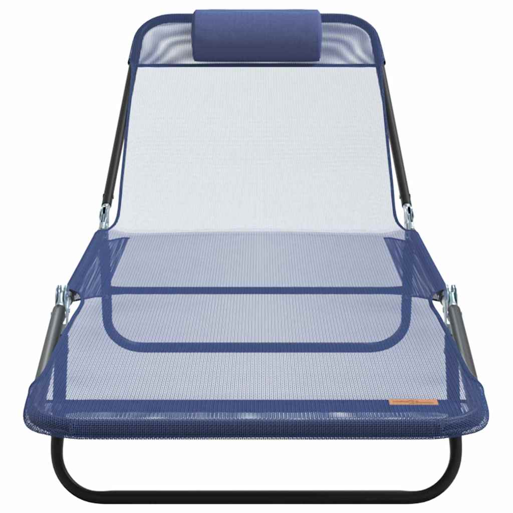 vidaXL Folding Sun Lounger Navy Blue 182 x 55 x 85.5 cm Textilene