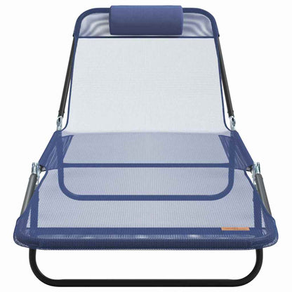 vidaXL Folding Sun Lounger Navy Blue 182 x 55 x 85.5 cm Textilene