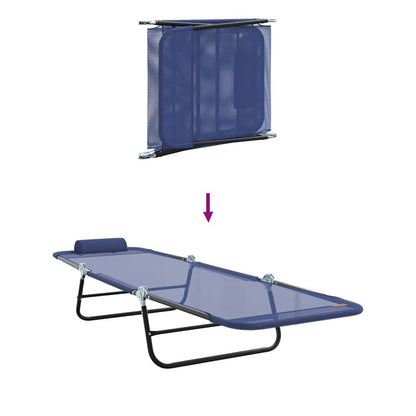 vidaXL Folding Sun Lounger Navy Blue 182 x 55 x 85.5 cm Textilene