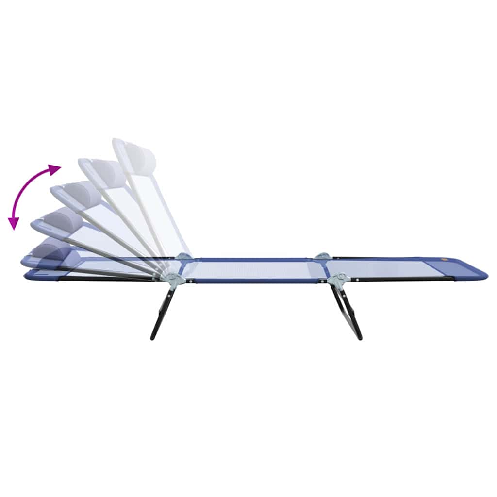 vidaXL Folding Sun Lounger Navy Blue 182 x 55 x 85.5 cm Textilene