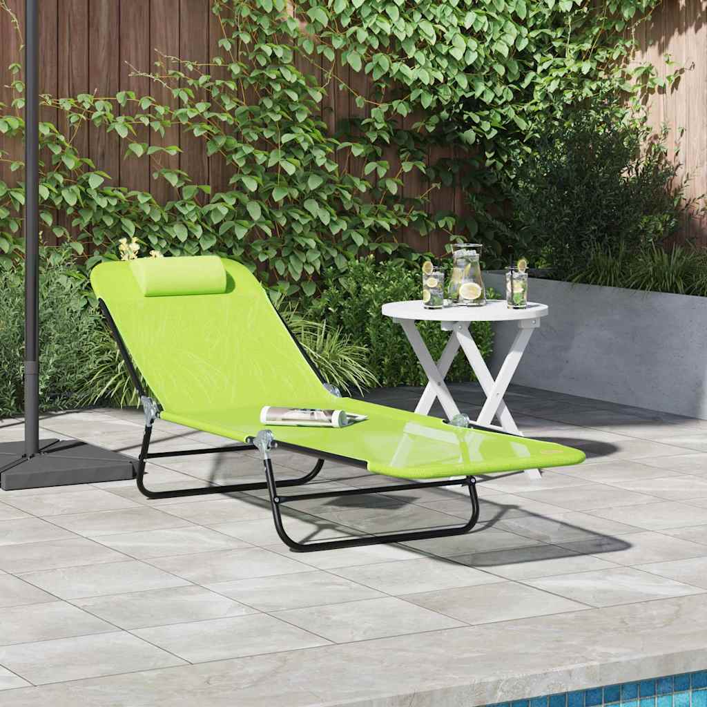vidaXL Folding Sun Lounger Folding Green 182 x 55 x 85.5 cm Textilene