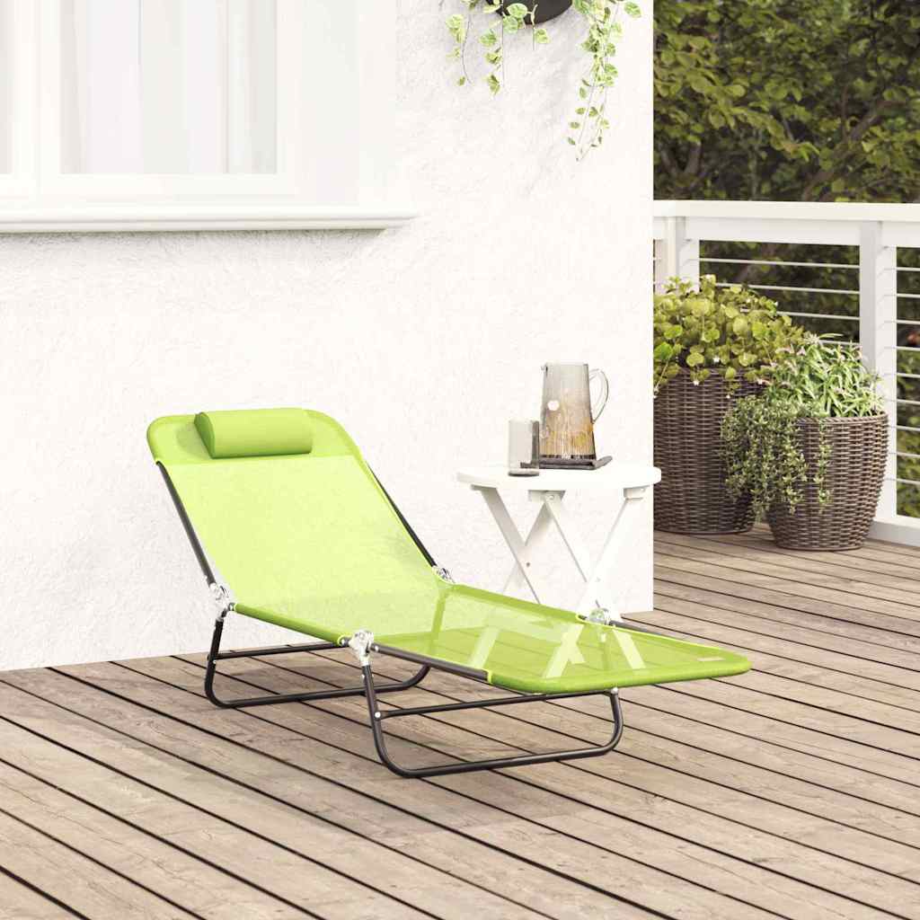 vidaXL Folding Sun Lounger Folding Green 182 x 55 x 85.5 cm Textilene