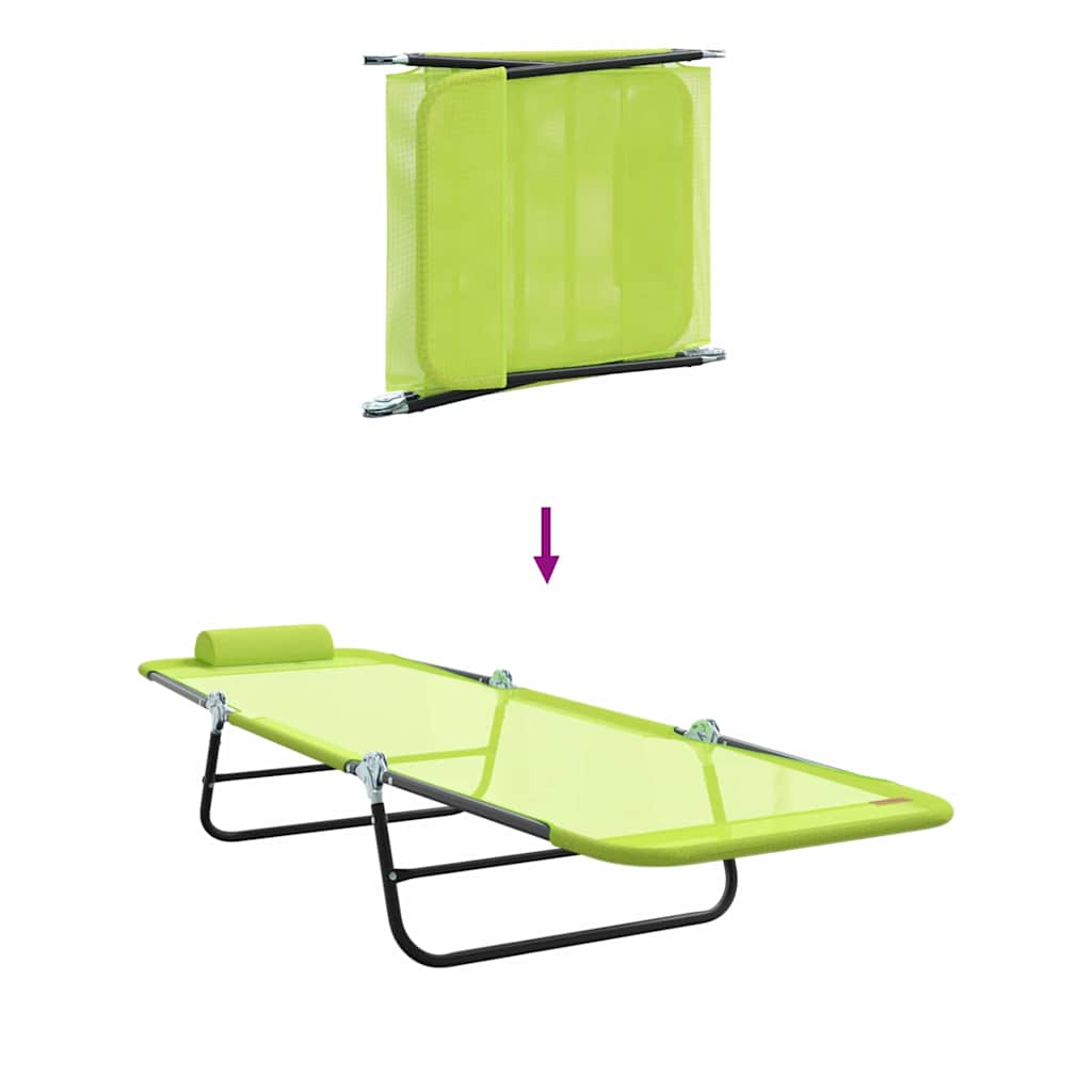 vidaXL Folding Sun Lounger Folding Green 182 x 55 x 85.5 cm Textilene
