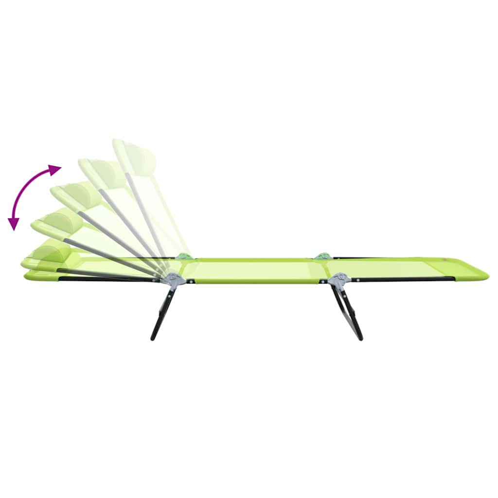 vidaXL Folding Sun Lounger Folding Green 182 x 55 x 85.5 cm Textilene