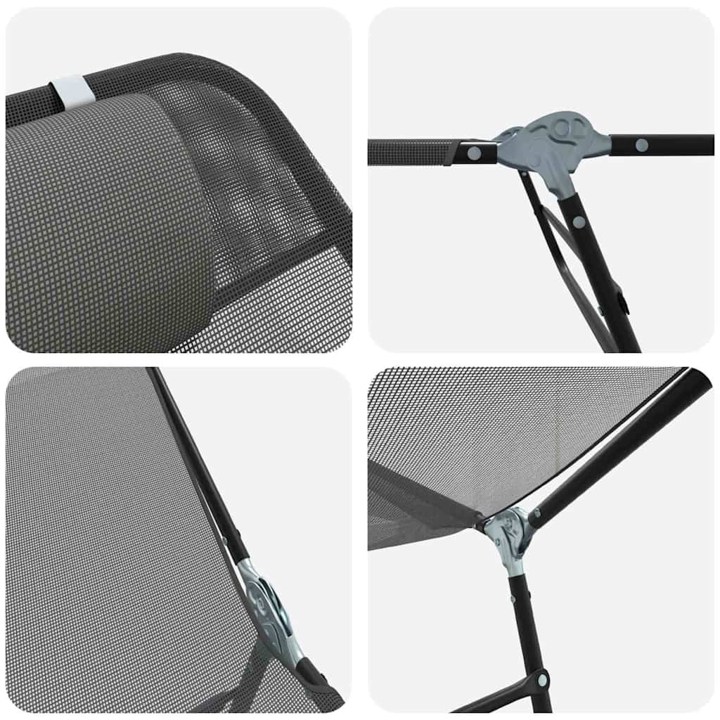 vidaXL Folding Sun Lounger Folding Grey 182 x 55 x 85.5 cm Textilene
