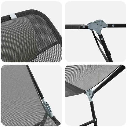 vidaXL Folding Sun Lounger Folding Grey 182 x 55 x 85.5 cm Textilene