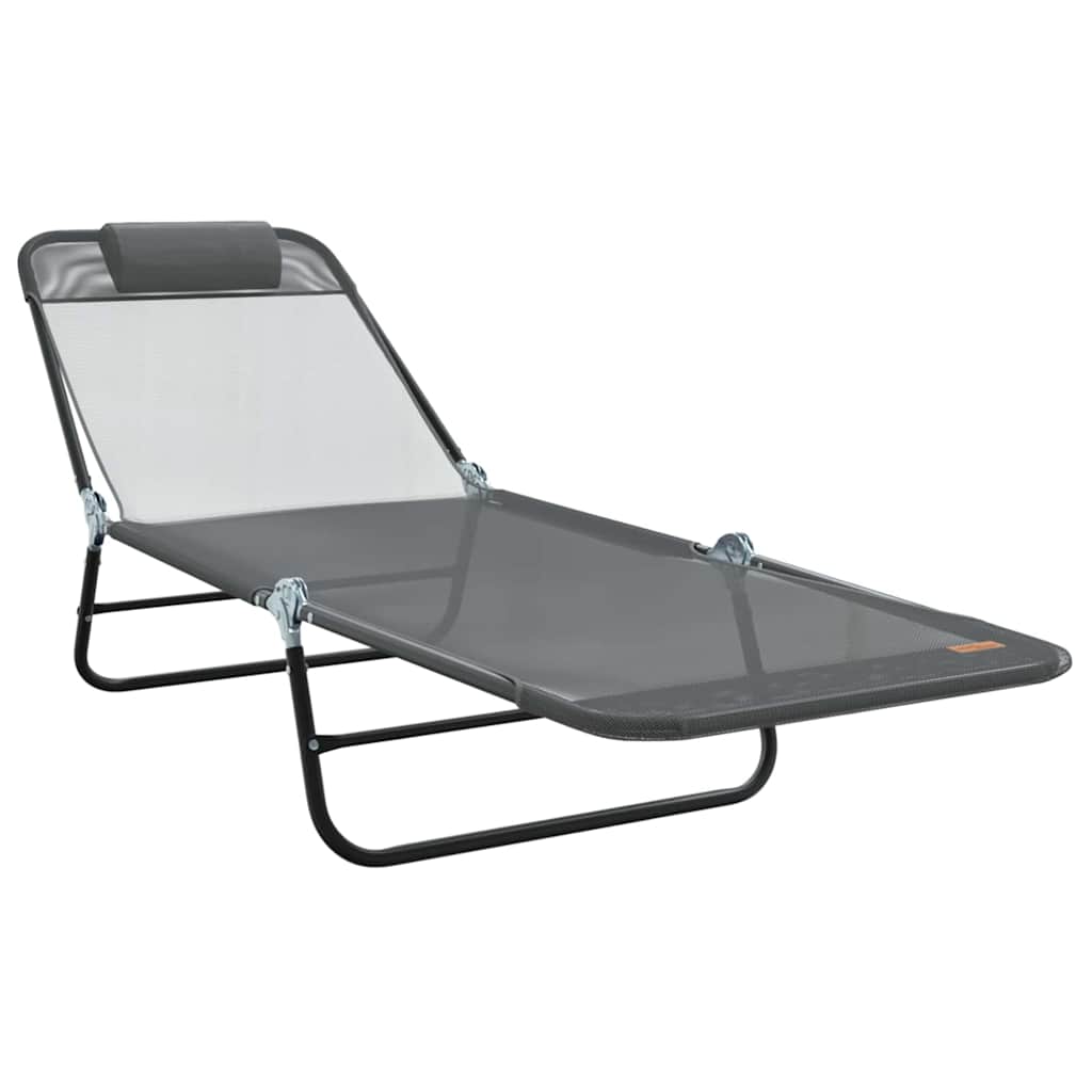 vidaXL Folding Sun Lounger Folding Grey 182 x 55 x 85.5 cm Textilene