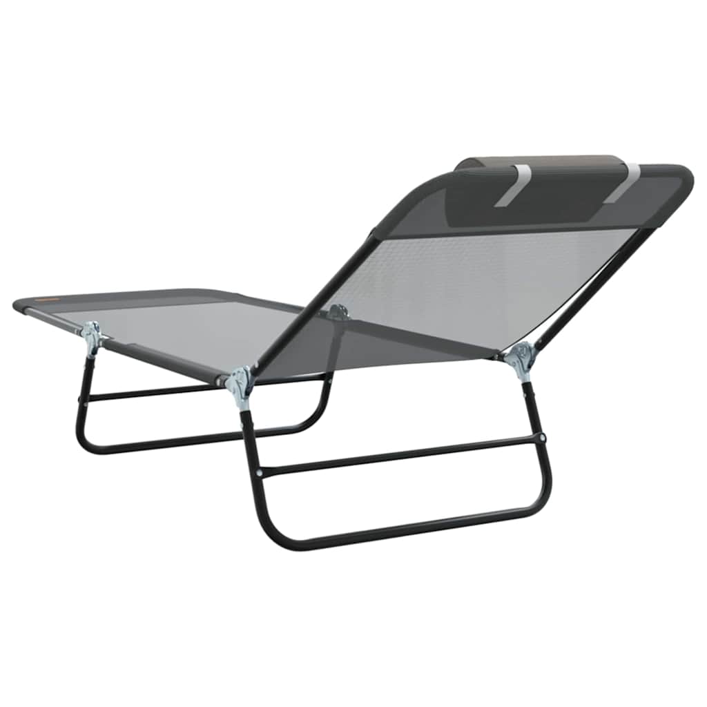 vidaXL Folding Sun Lounger Folding Grey 182 x 55 x 85.5 cm Textilene