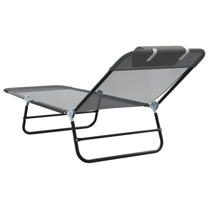 vidaXL Folding Sun Lounger Folding Grey 182 x 55 x 85.5 cm Textilene