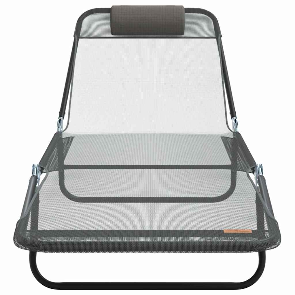 vidaXL Folding Sun Lounger Folding Grey 182 x 55 x 85.5 cm Textilene