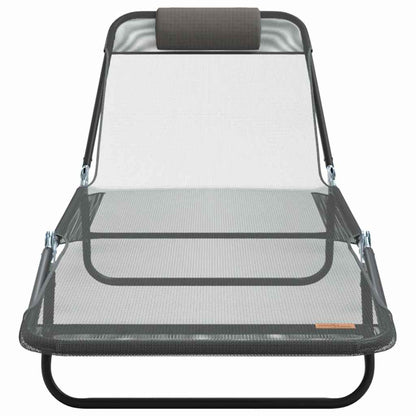 vidaXL Folding Sun Lounger Folding Grey 182 x 55 x 85.5 cm Textilene