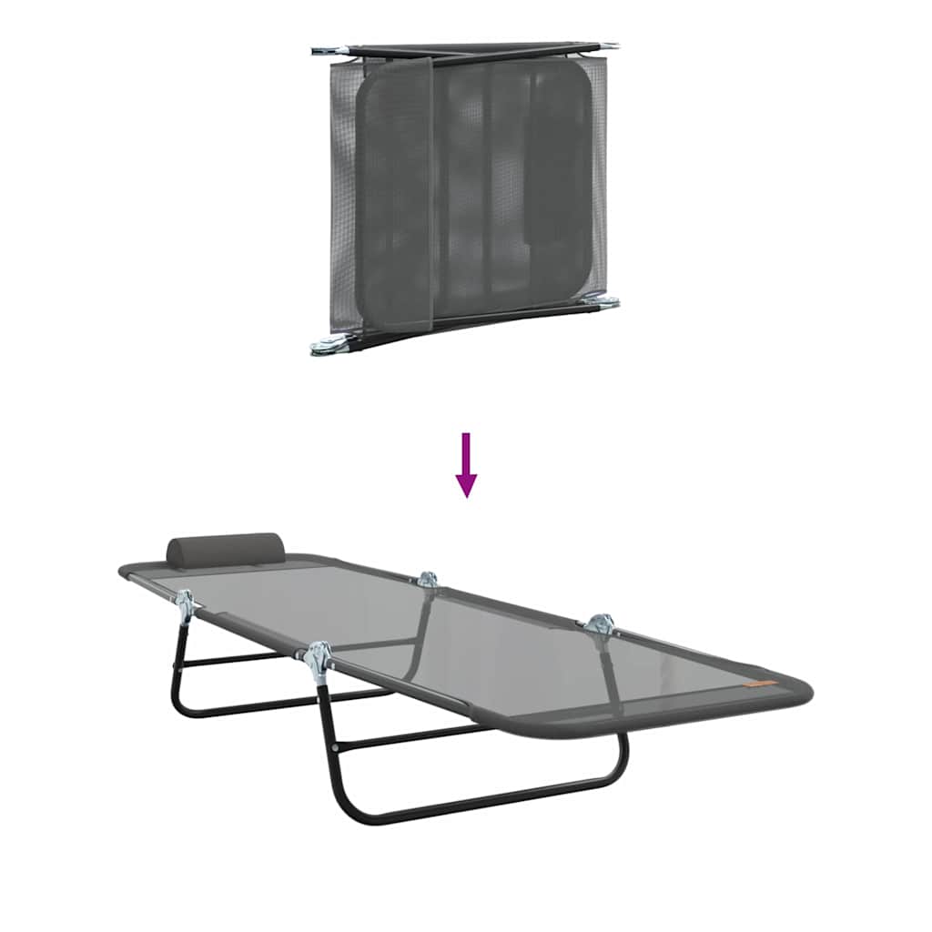 vidaXL Folding Sun Lounger Folding Grey 182 x 55 x 85.5 cm Textilene