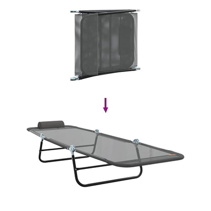 vidaXL Folding Sun Lounger Folding Grey 182 x 55 x 85.5 cm Textilene