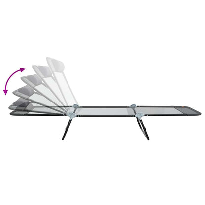 vidaXL Folding Sun Lounger Folding Grey 182 x 55 x 85.5 cm Textilene