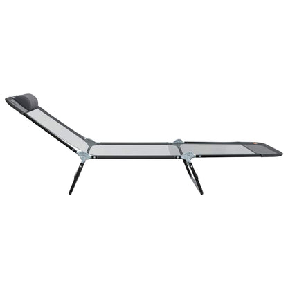 vidaXL Folding Sun Lounger Folding Grey 182 x 55 x 85.5 cm Textilene