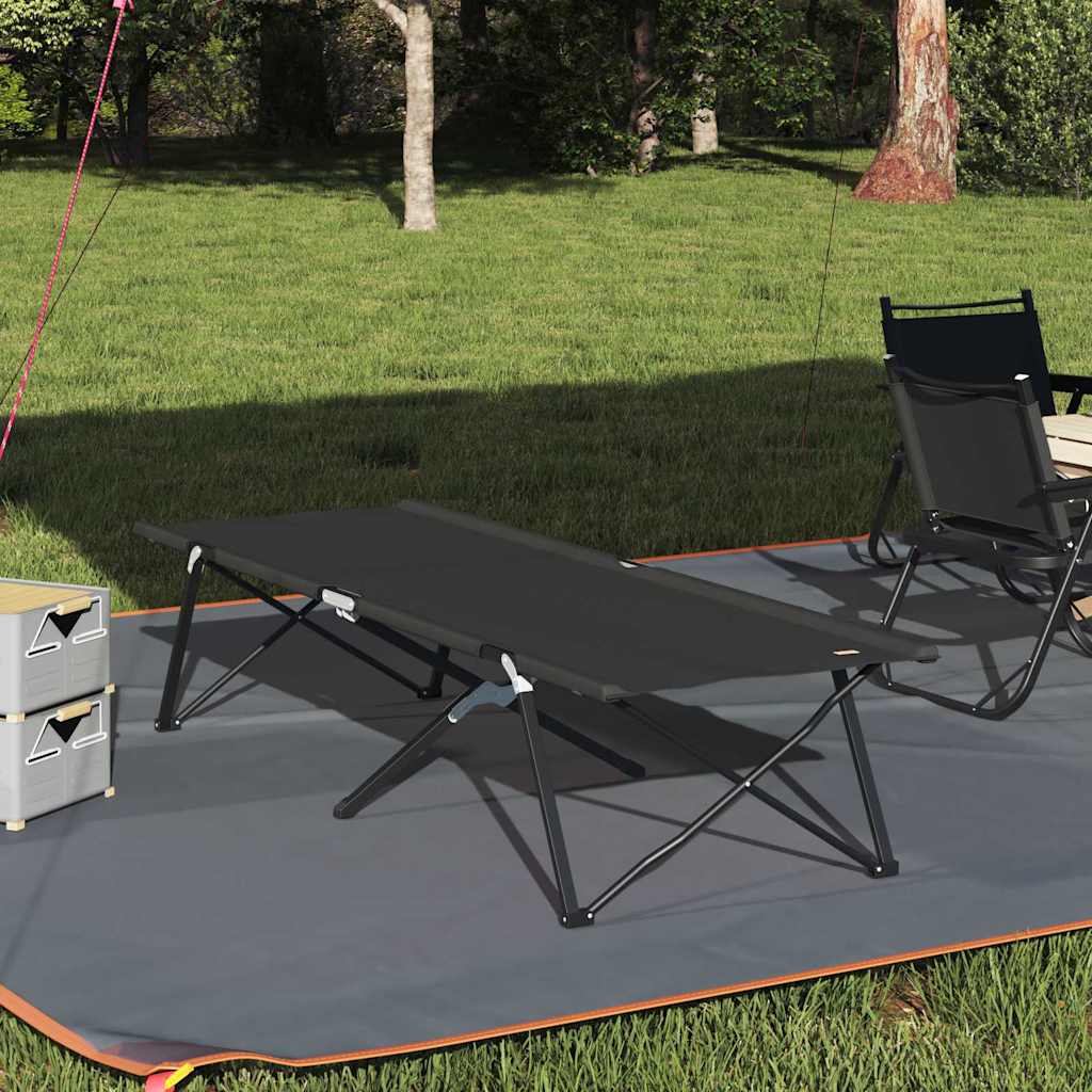 vidaXL Folding Camping Bed Black 206 x 76 x 74 cm Oxford and Steel