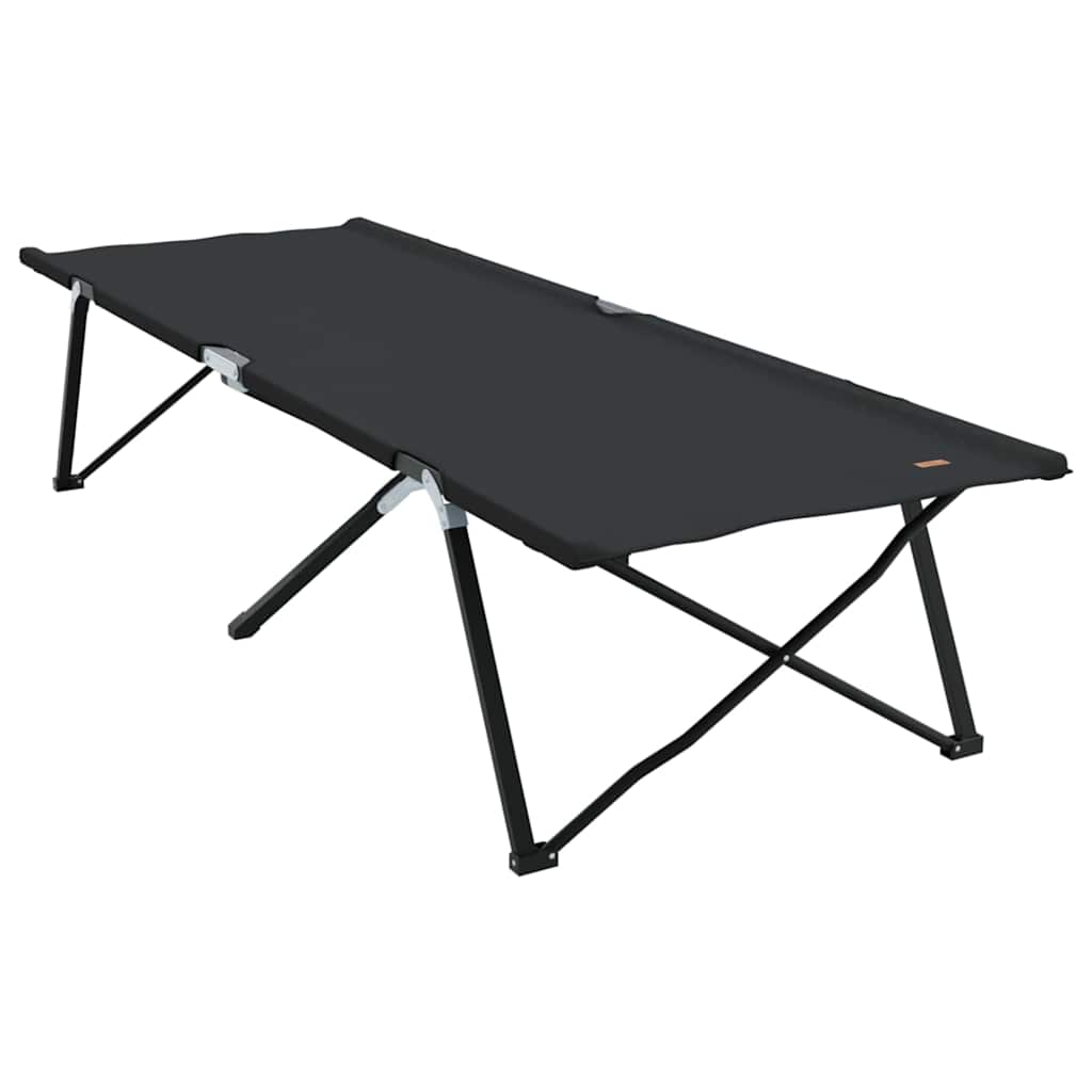 vidaXL Folding Camping Bed Black 206 x 76 x 74 cm Oxford and Steel